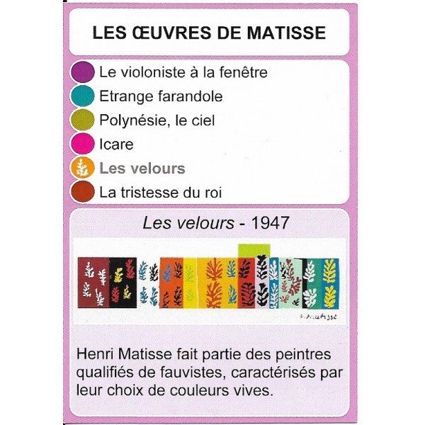 Les œuvres de Matisse1- DIY - SoCartes est un jeu de société pour les enfants